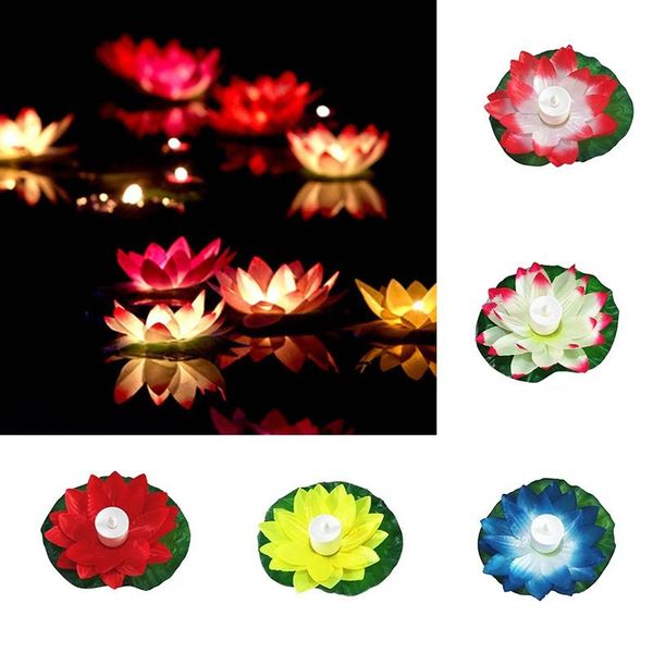 

decorative flowers & wreaths 1pc pool light pond garden floating lotus outdoor flower led lamp