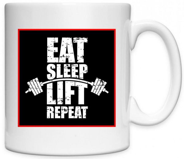 

mugs eat sleep lift repeat gym dude's ceramic tea coffee mug