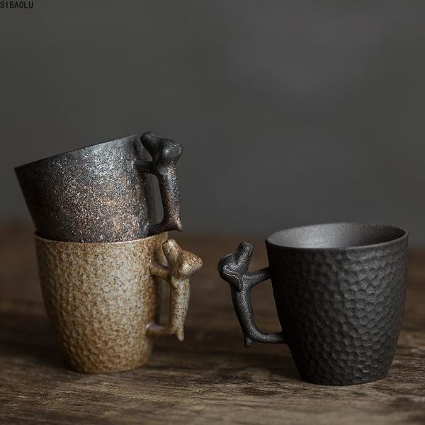 

cups & saucers ceramic teacup cute dog chinese tea cup drinkware 120mljapanese retro small mug with handle