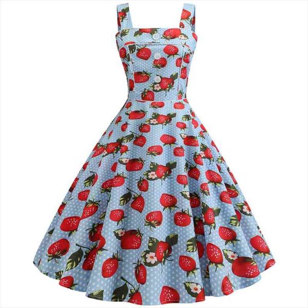 

strawberry print strapless summer dresses women robe vintage pinup party rockabilly dress vestido casual beach dresses, White