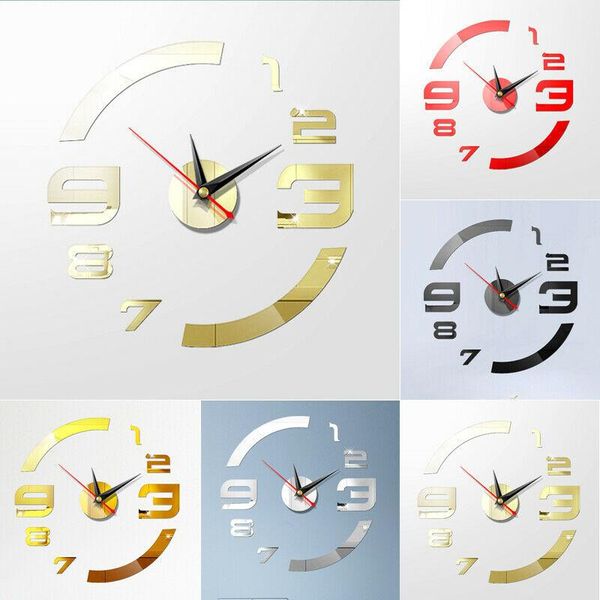 

wall clocks 3d large clock mirror sticker big watch home decor unique gift diy