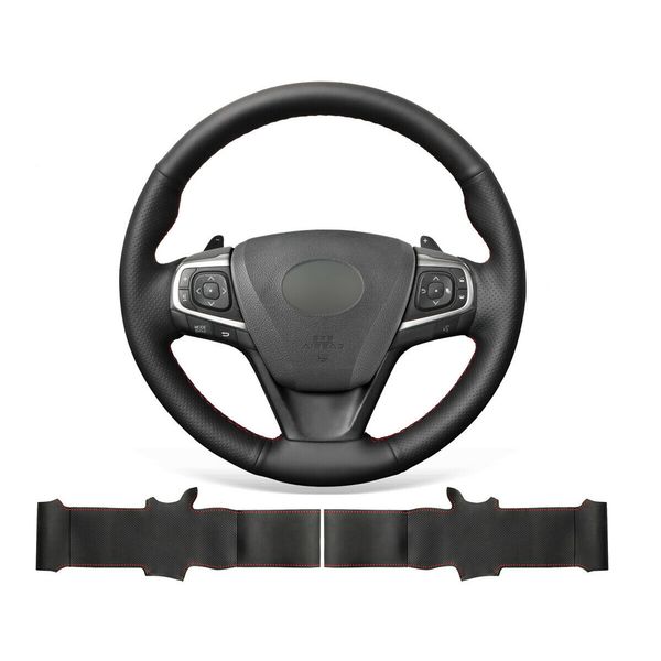 

diy custom black genuine leather steering wheel cover for toyota camry 2015-2017 / avalon 2013-2018 avensis 2015-2019