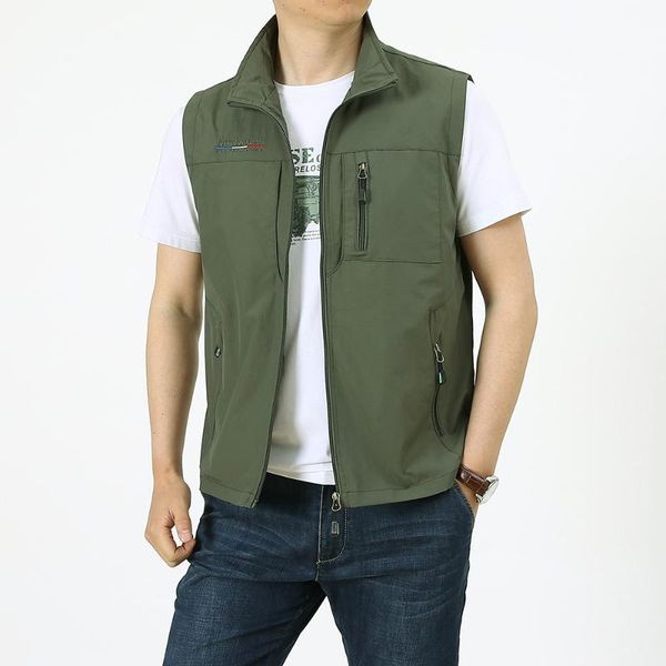 

men's vests spring summer breathable vest many pockets men outdoors pocket waistcoat male pographer tactical big size sleeveless jacket, Black;white