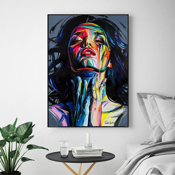 

unframed colorful painting girl print abstract wall art poster