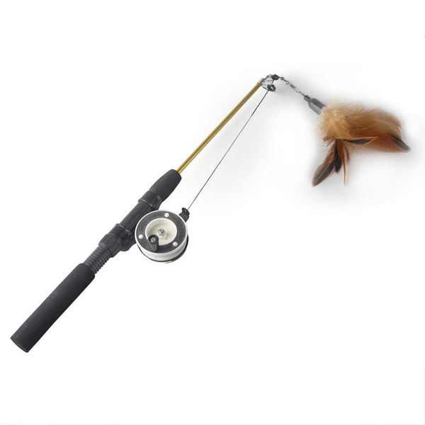 

interactive cat catcher toys teaser wand toy retractable with replaceable feather stick