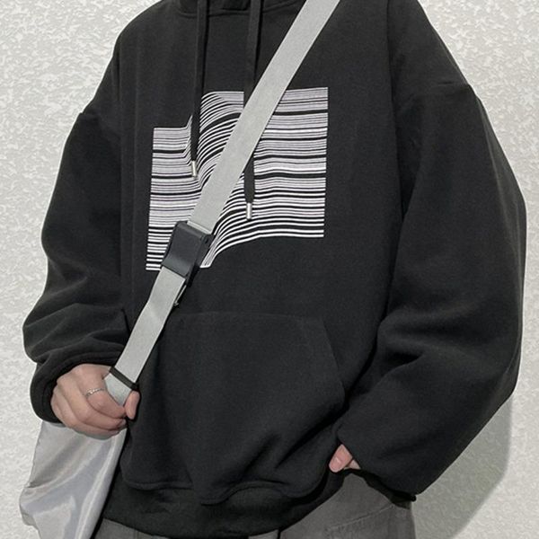 

men's hoodies & sweatshirts 2021 print hooded sweatshirt style t-shirt ins trendy fashion autumn loose streetwear 2 colors, Black