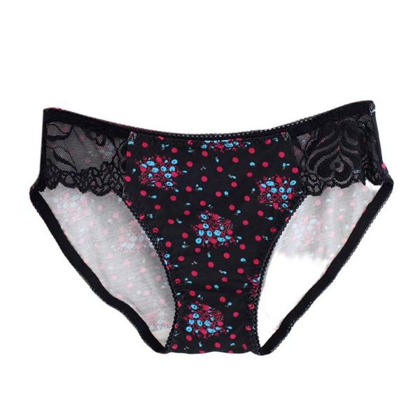 

women's panties breathable underpants comfortable seamless low waist lace print, Black;pink