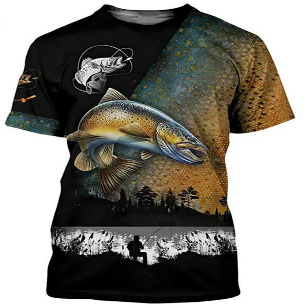 

men's t-shirts fishing men and women 3d printing t-shirt fashion o-neck short-sleeved funny tee summer style mens overssize t shirt, White;black