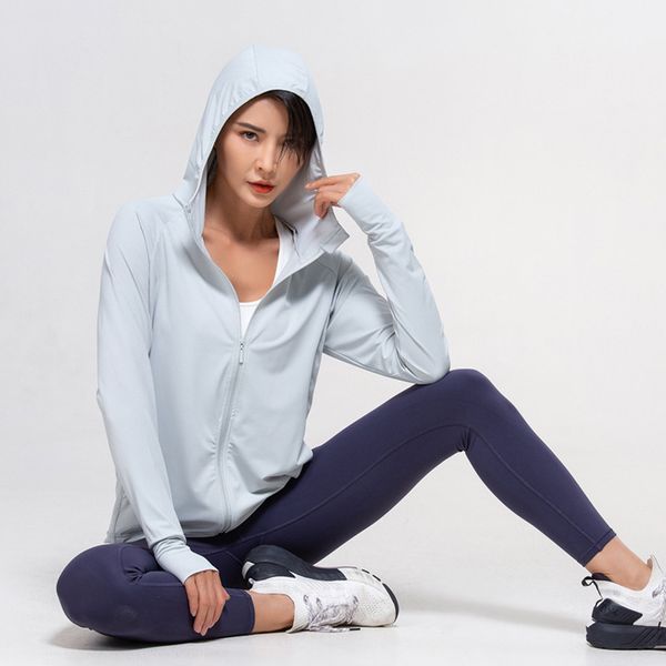 Frauen Jacken Mäntel Mädchen Trainingsanzug Kleidung Damen Yoga Tragen Sonnenschutz Kleidung Outdoor Laufen Freizeit Wasserdichte Windjacke Mit Kapuze Schnell trocknend