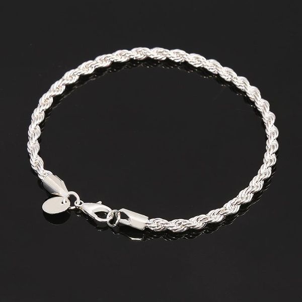 

charm bracelets silver plated jewelry for women and men fashion chain flash twisted rope bracelet, Golden;silver