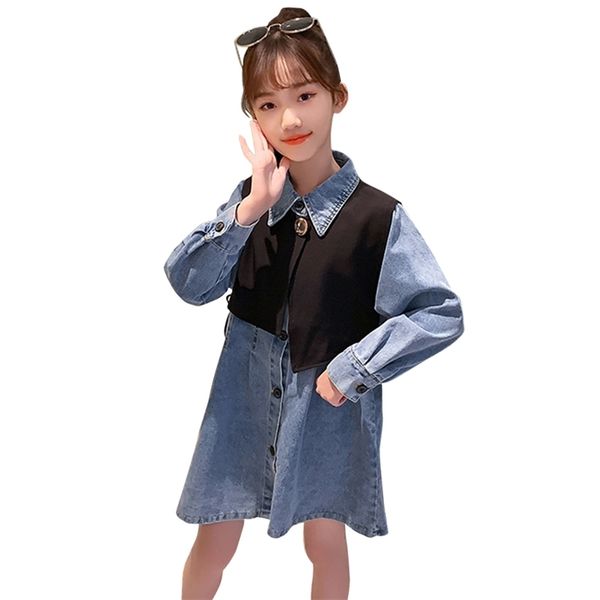 

kids clothes girls vest + denim dress clothing for spring autumn casual style tracksuits children 210527, White