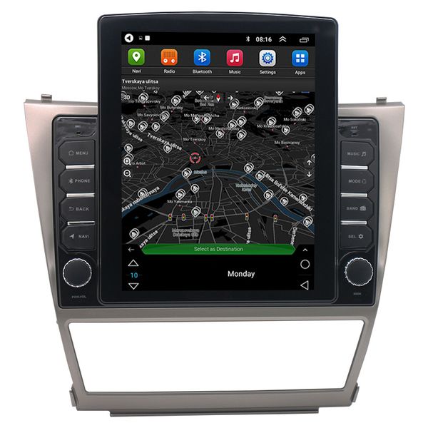 Android Auto-DVD-Video-Radio-Player GPS-Navigationssystem für Toyota Camry 2006–2011, 9,7 Zoll, vertikaler Bildschirm im Tesla-Stil