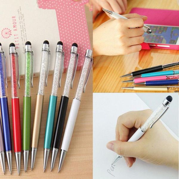 

ballpoint pens limit shows creative fashion trendy ultra soft 2in1 crystal writing stylus touch screen pen for tablet, Blue;orange