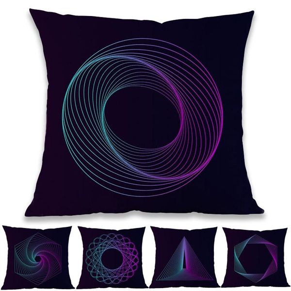 

creative dark background 3d visual art geometric gradient color line pattern pillow case home sofa decoration cushion cover cushion/decorati