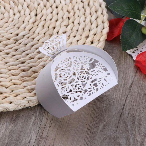 

gift wrap 50pcs hollow die-cut diamond favor boxes wedding candy - white