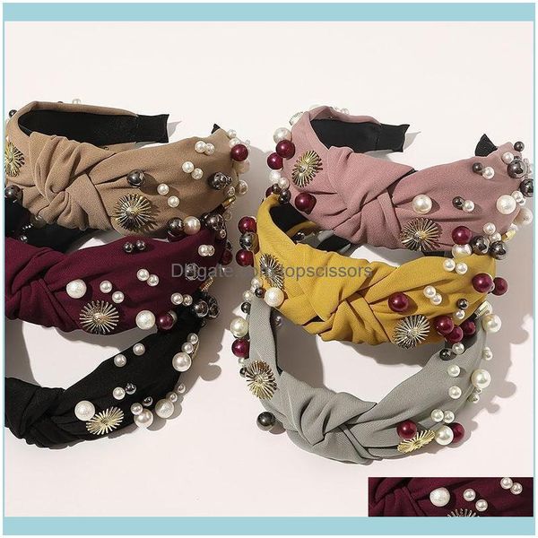 

& tools productswomen hair aessories wide side headband imitation pearl rhinestones hoop handmade headwrap cross knotted head hoop1 drop del