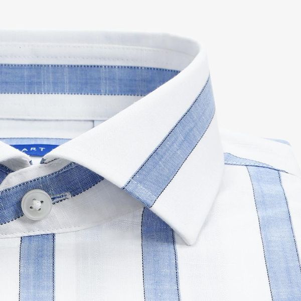 

smart five big striped mens slim fit long sleeve shirts men small square collar formal office clothing size 45 46, White;black
