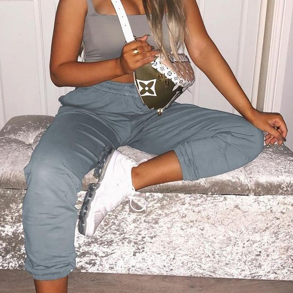 

women's pants & capris 2021 fashion foundation earth color casual sweater ankle banded women trousers, Black;white