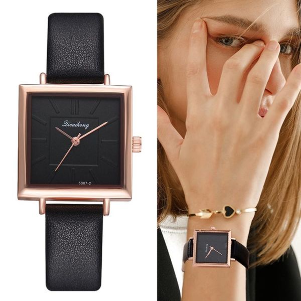 

wristwatches dropshiping brand square women bracelet watch contracted leather crystal dress ladies quartz clock, Slivery;brown