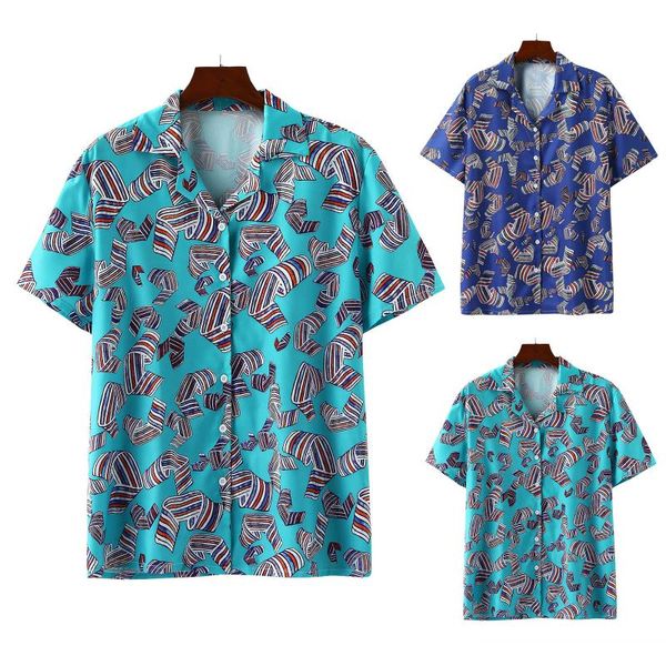 

men's casual shirts 2021 fashion mens short sleeve hawaiian shirt fast drying plus size asian -3xl summer floral beach for men, White;black