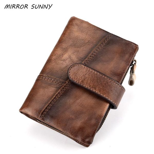 

wallets rfid genuine leather horizontal brush wallet for men women retro cowhide purse anti-thief multi card holder bag carteira, Red;black
