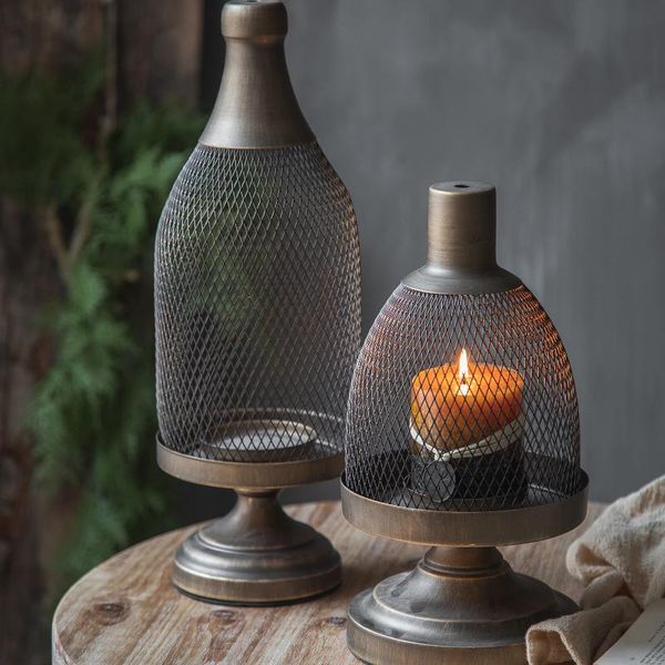 

american retro candle holders romantic candlelight dinner wrought iron holder windproof candelabros table decor eb50zt