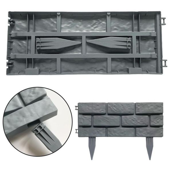 

fencing, trellis & gates pp garden edging gray imitation brick effect border fence 4pcs detachable splicing plastic durable supplies