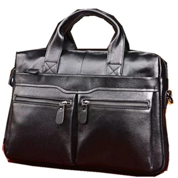 

briefcases luxury 100% cow genuine leather business men's briefcase male shoulder bag real men messenger tote computer