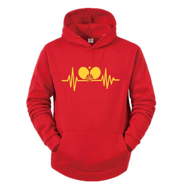 

men's hoodies & sweatshirts winter table tennis heartbeat men print o-neck long sleeve cotton casual loose oversized hoodie top, Black