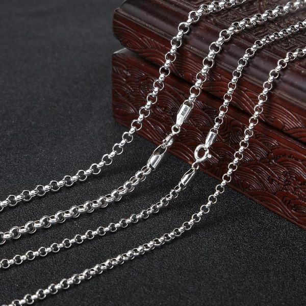 

pendant necklaces 925 sterling silver jewellery vintage chinese style fashion necklace for women and men personality circle chain 3-4mm