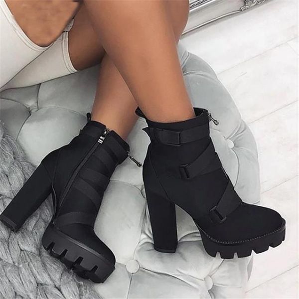 

boots bzbfsky2021 european and american foreign trade thick heel waterproof platform soled, Black