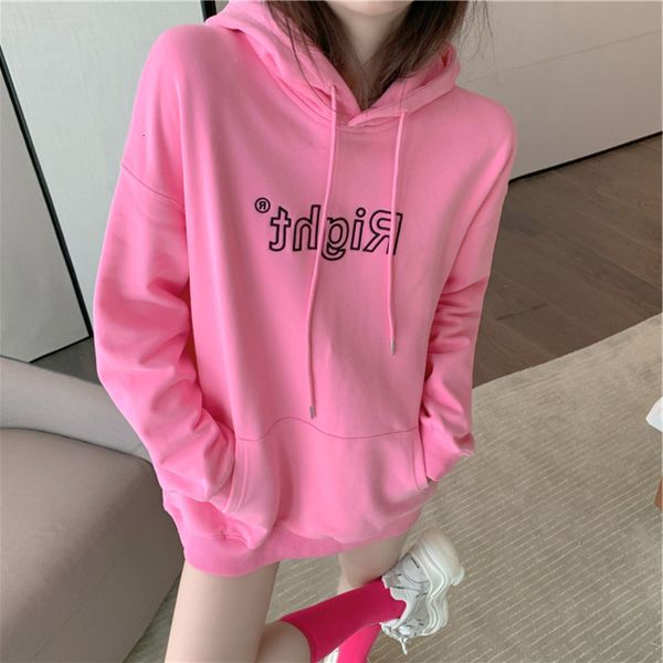

and women's sweater wter plush thiened loose women's long sve hooded coat in early autumn, Black