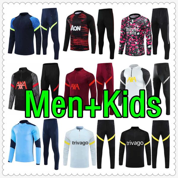

liverpool lvp mens and kids kit soccer tracksuit jersey 2122 football jerseys training pants jacket chandal futbol survetement foot maillot, Black