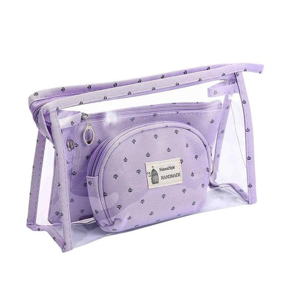 

portable cosmetic bags set of 3 different sizes makeup and toiletry pouch purse bag for travel or daily use & cases
