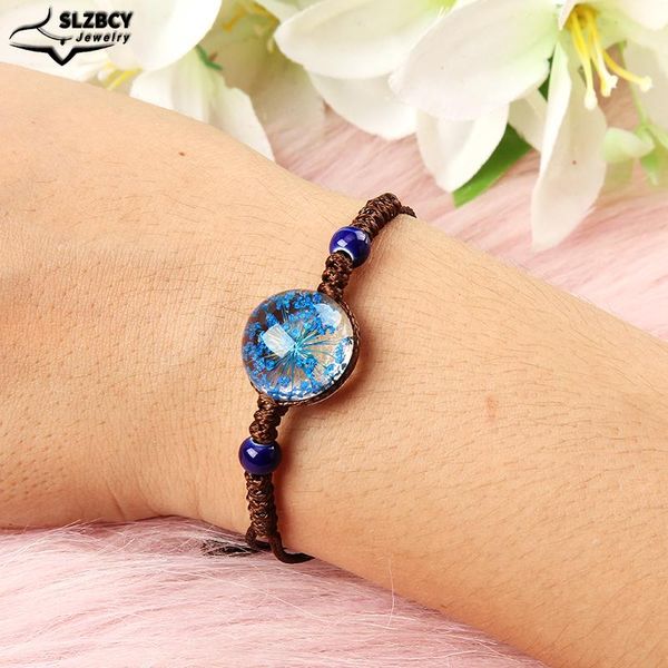 

adjustable cute dinosaur bracelet for women girls sweet daisy dandelion flower braided ceramic beads hand-weave charm bracelets, Golden;silver