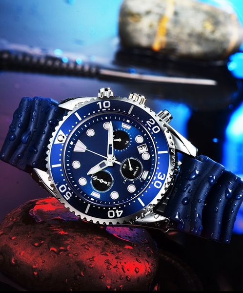 

2021 the new fashion sports young men luxury watches japan brand six-pin all dial work quartz watch display calendar with minimalist style s, Slivery;brown