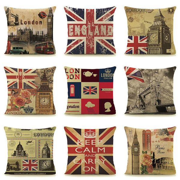 

cushion/decorative pillow retro design 18'' square cushion cover case england london paris printed car home decor, "keep calm