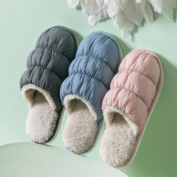 

women plush warm slippers winter ladies furry down cloth home shoes fashion soft couple slipper non slip footwear female, Black