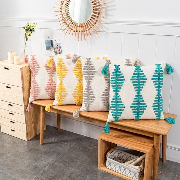 

pillow case geometric tufting back rest support cushion cover throw pillowcase decorative colorful chic home decor 45x45cm