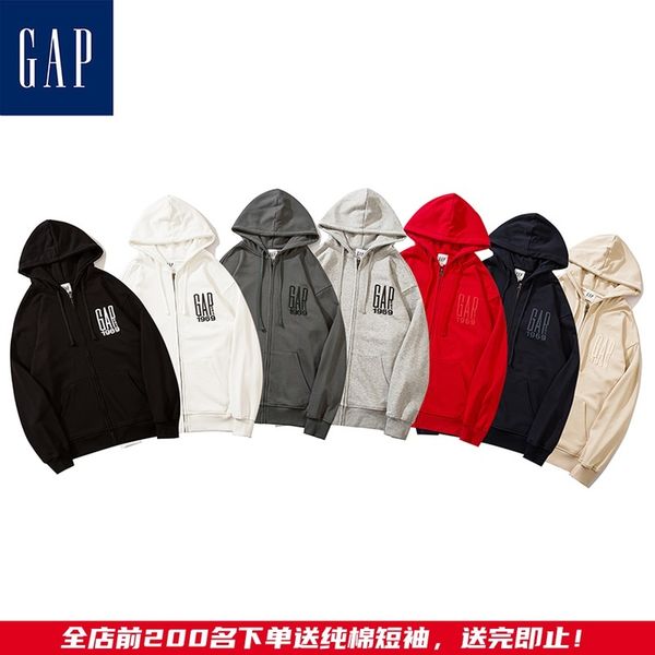 

brand hoodie gap hooded sweater for men women autumn winter cotton loose embroidery casual versatile student couple tide, Black