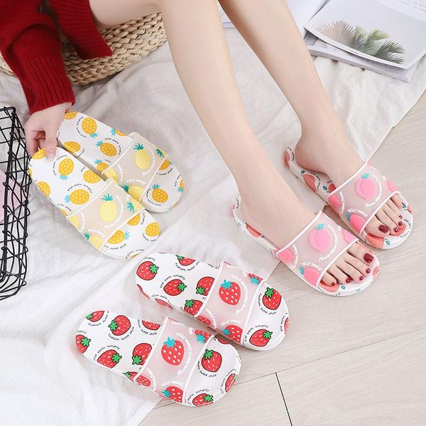 

flip flops clear outdoor beach slides sandals 2021 summer slippers shoes women cute fruit jelly color transparent open toe, Black