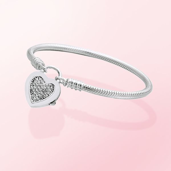 

2021 925 sterling silver bracelet heart lock bracelet for charm diy jewelry women gift, Golden;silver