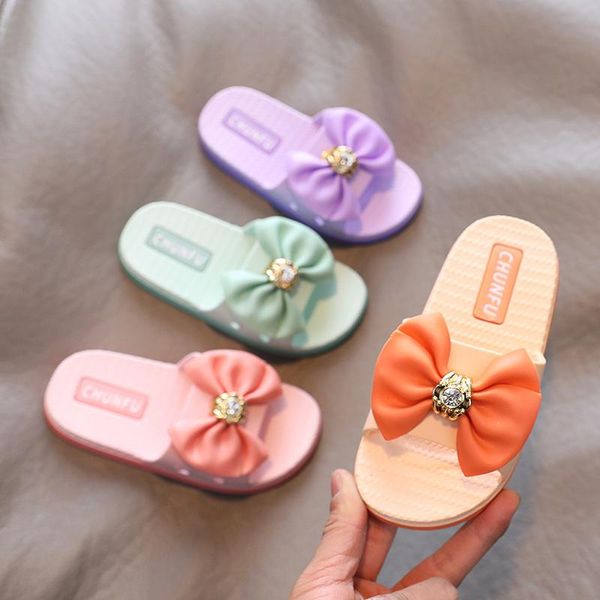 

slipper girls slippers summer 2021 fashion bow sandals beach, Black;grey