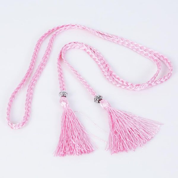 

belts decorated waist chain belt ladies dress corset thin strap women girls folk-custom tassel braided, Black;brown