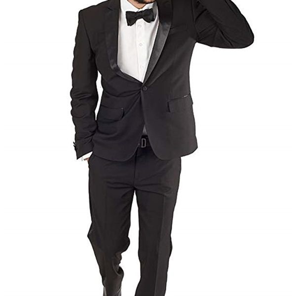 

men's suits & blazers side vent groomsmen black groom tuxedos peak satin lapel men wedding man bridegroom blazer (jacket + pants t, White;black