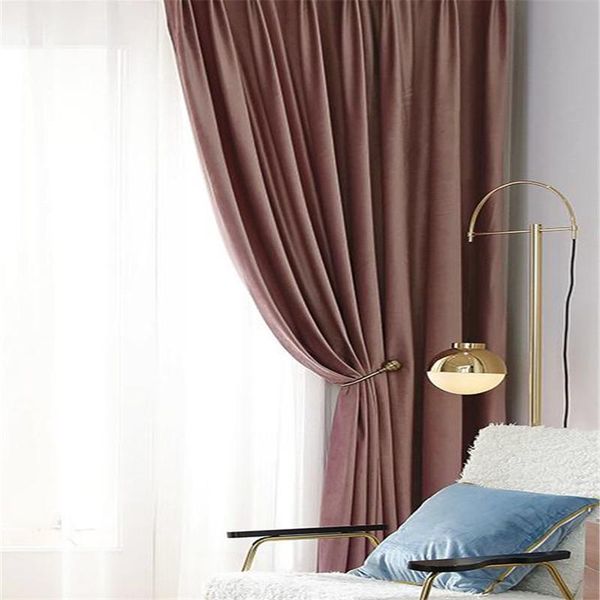 

curtain & drapes 1 pc modern solid rust red grey coffee colors velvet door curtains for living room blackout shade panel bedroom drape