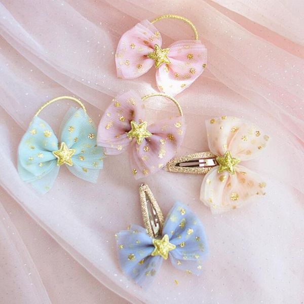

kids girls cute bow heart star pendant hair clips sweet ornament headband baby hairpins fashion accessories, Slivery;white