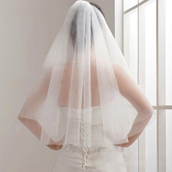 

bridal veils short wedding tulle 70cm head simple elegant two layer with hair comb for party prom headdress accessories, Black