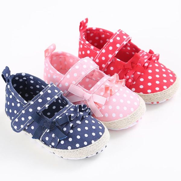 

first walkers spring brand pink baby girl shoes bow casual born moccasins soft sole crib slippers dots kids infant girls sneakers