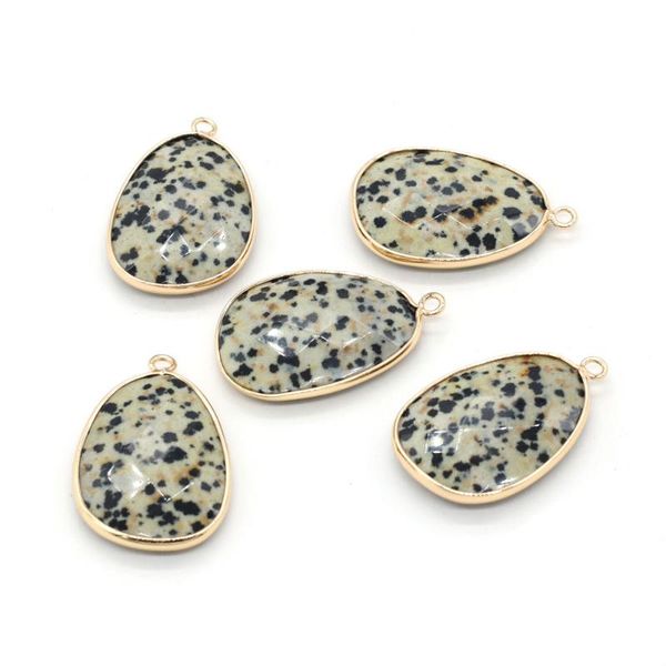 

charms 2pcs 23x34mm natural speckled stone faceted drop shape pendant for jewelry making diy necklace earrings accessories women gift, Bronze;silver